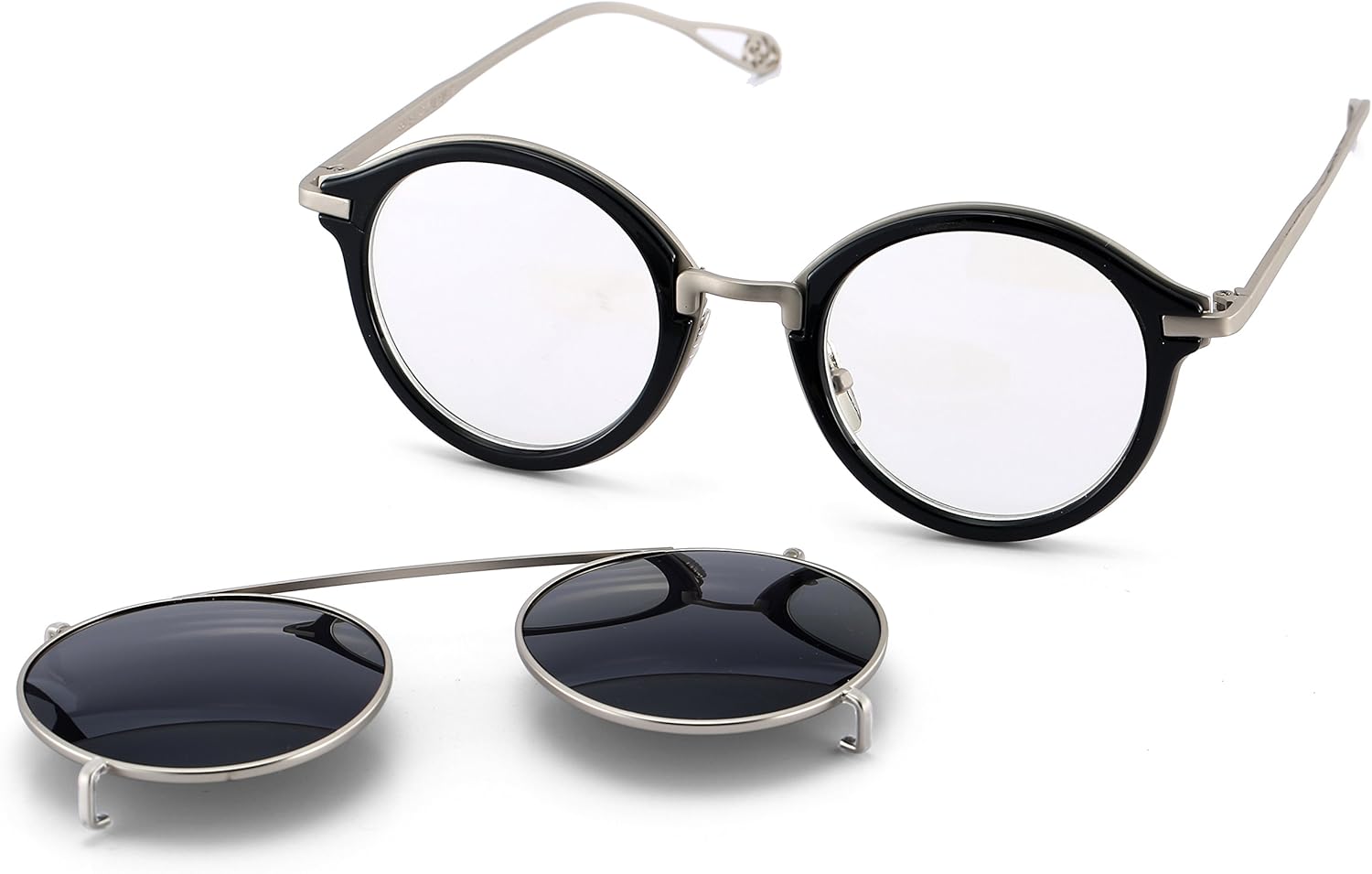 

Солнцезащитные очки Dollger с двойными линзами, накладными линзами, не откидывающимися оправами, круглые, в стиле стимпанк, для мужчин и женщин, C1:black Lens+silver Frame