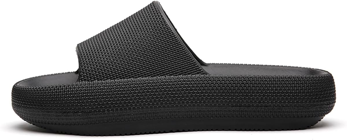 

Тапочки с высокой эластичностью для женщин и мужчин, для ванной и душа, с мягкой подошвой, как облако, пляжные и садовые сабо Ilinxuan, черный