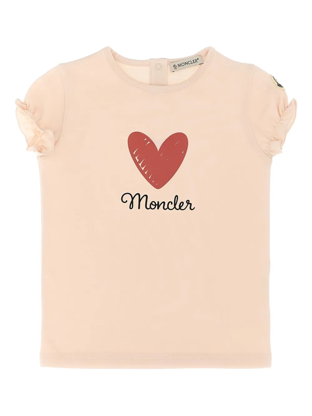 

Футболка с рюшами и принтом в виде сердца Moncler Enfant, розовый