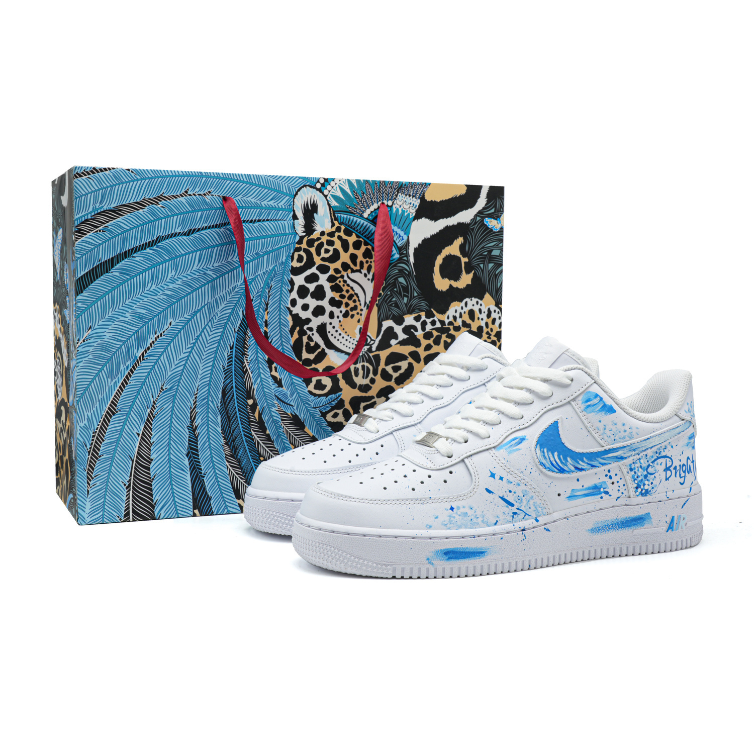 

Nike Кроссовки для скейтбординга Air Force 1 Fun Graffiti Slip Resistant Low top для подростков бело-синие