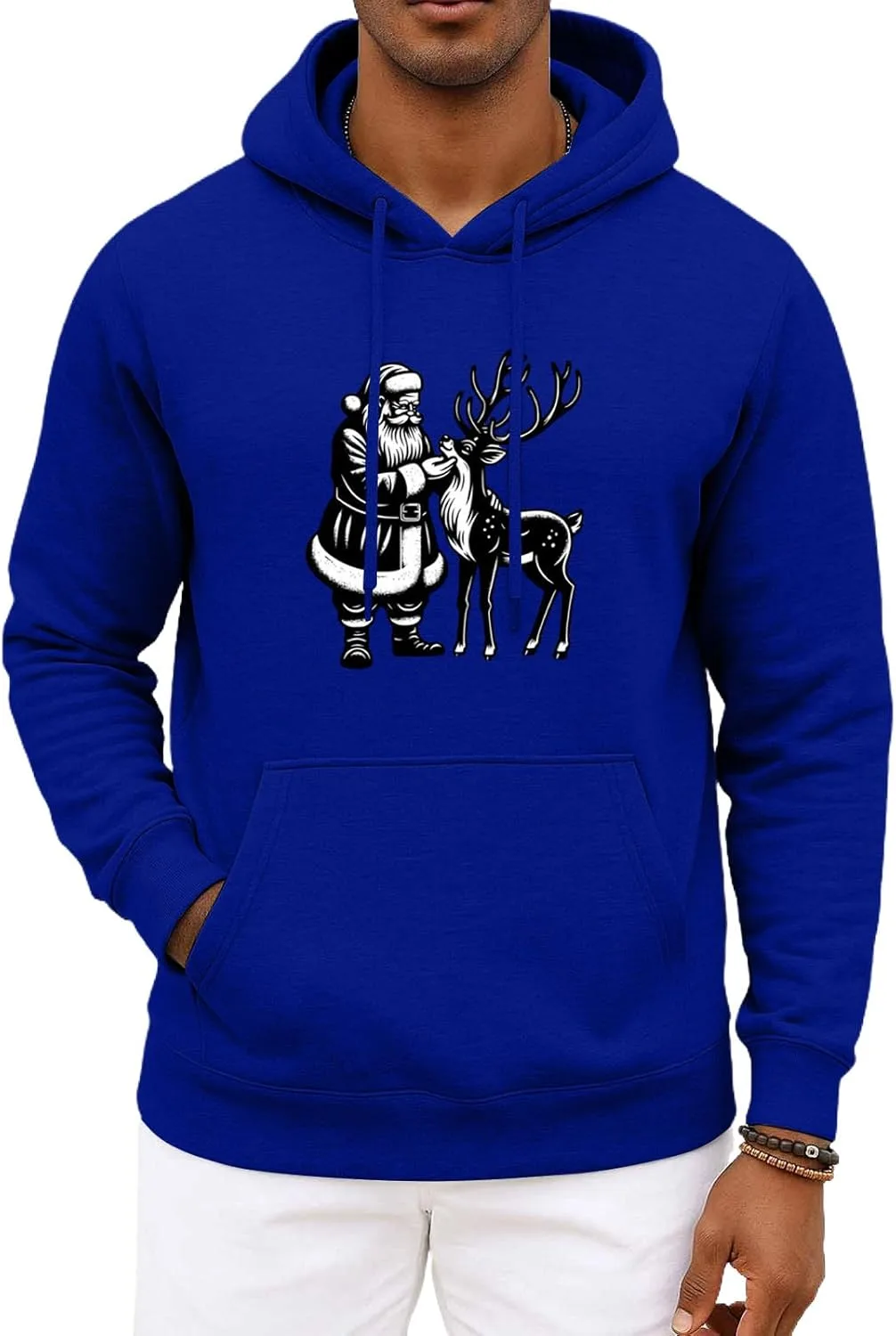 

Рождественский худи для мужчин Oversized с принтом Santa FQZWONG