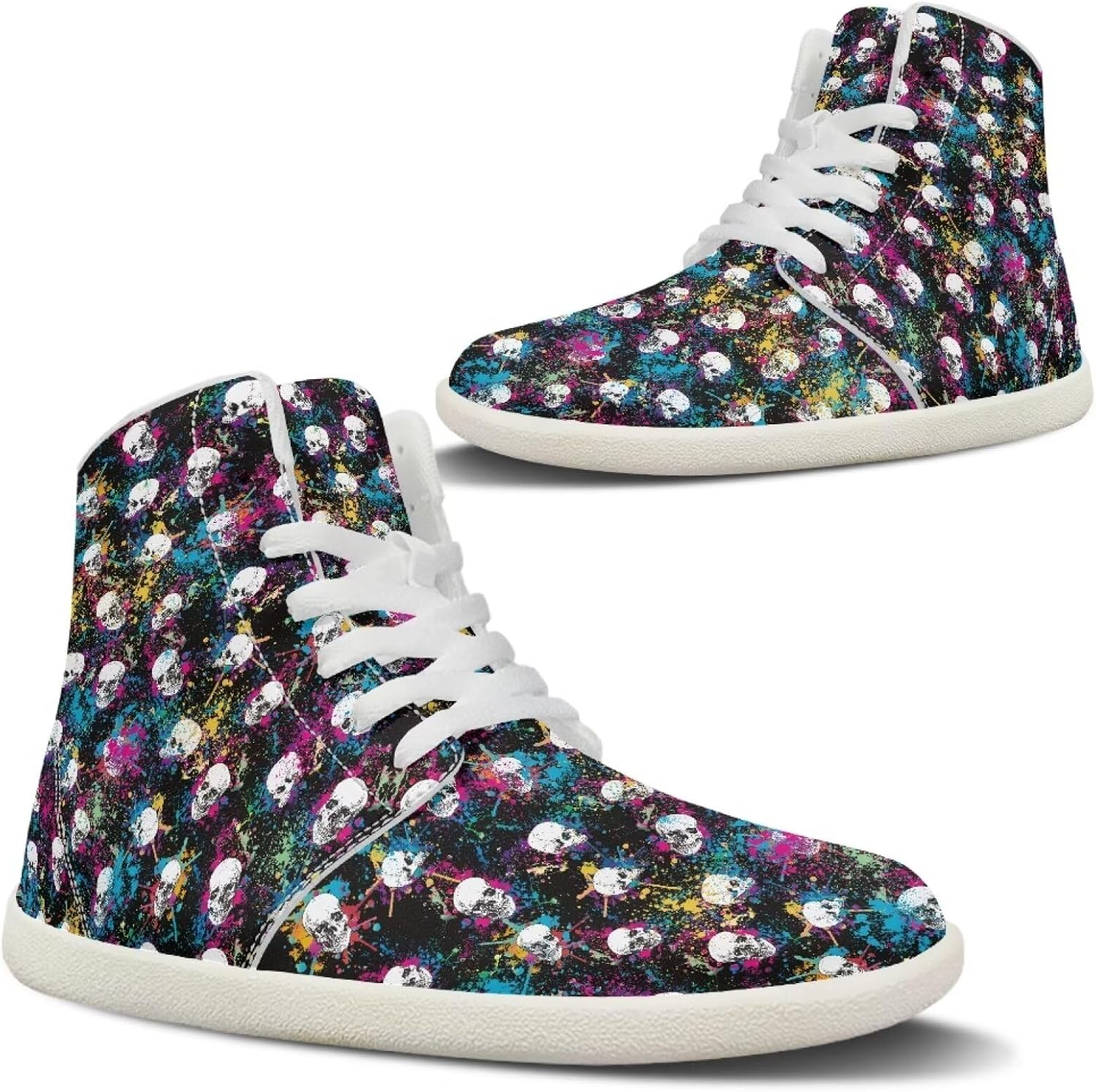 

Мужские широкие кроссовки для ходьбы, высокие кеды, легкие повседневные прогулочные туфли, нескользящая подошва, спортивная обувь, размеры US 5-14 Qoiuvncy, Skull Inkjet