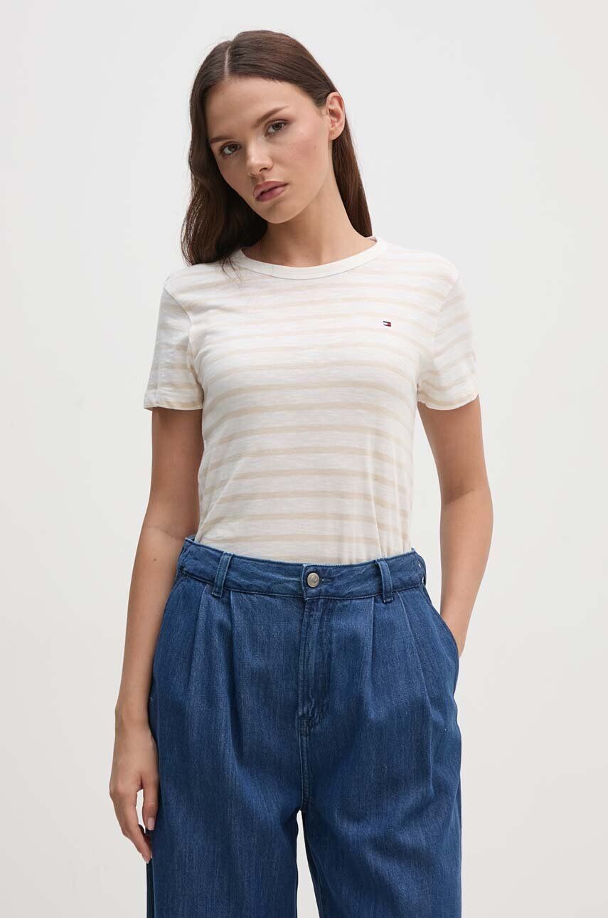 

Хлопковая футболка Tommy Hilfiger, бежевый