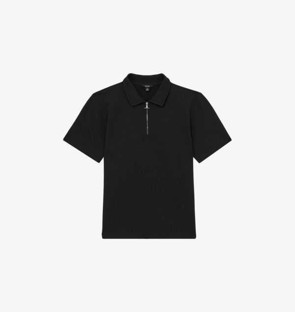 

Текстурированная рубашка-поло Albany с застежкой-молнией на половину длины Reiss, черный