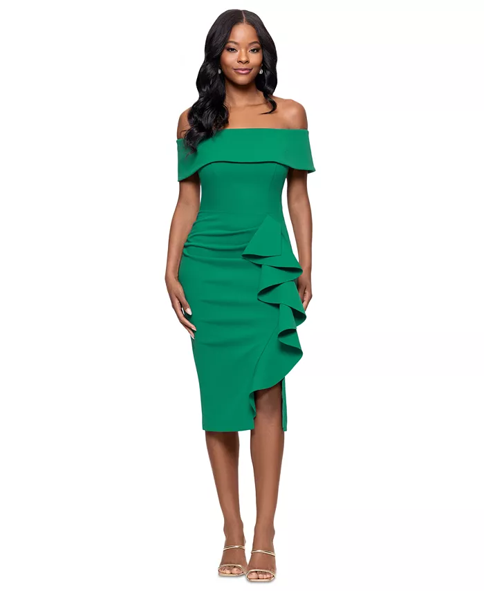 

Маленькое платье-футляр с бретелями и рюшами Betsy & Adam, зеленый