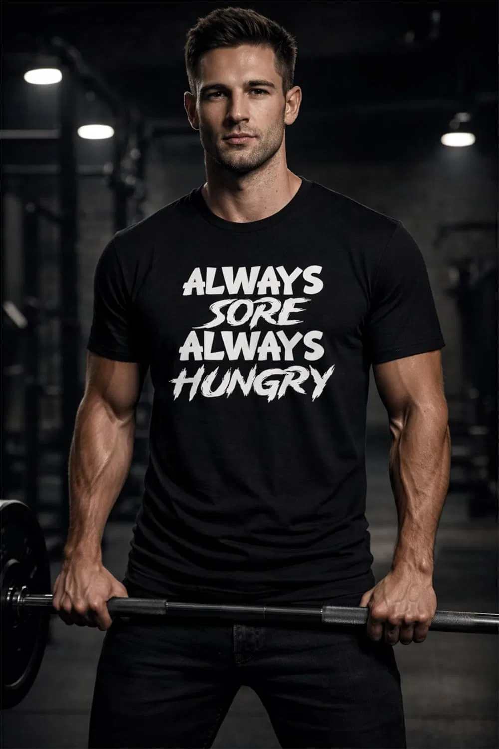 Футболка Always Sore Always Hungry - темная мотивационная для спортзала, тренировок, дисциплины и силы духа GENERIC, Cvc Charcoal — фото 3