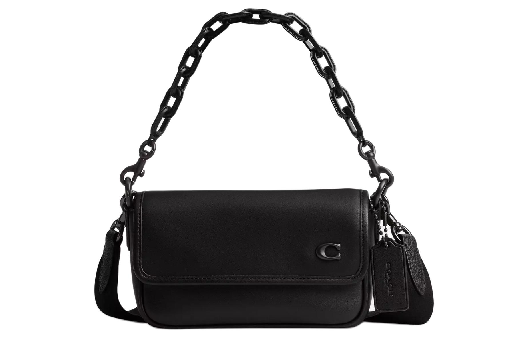 

COACH Кожаная наплечная сумка через плечо малого размера женская черная