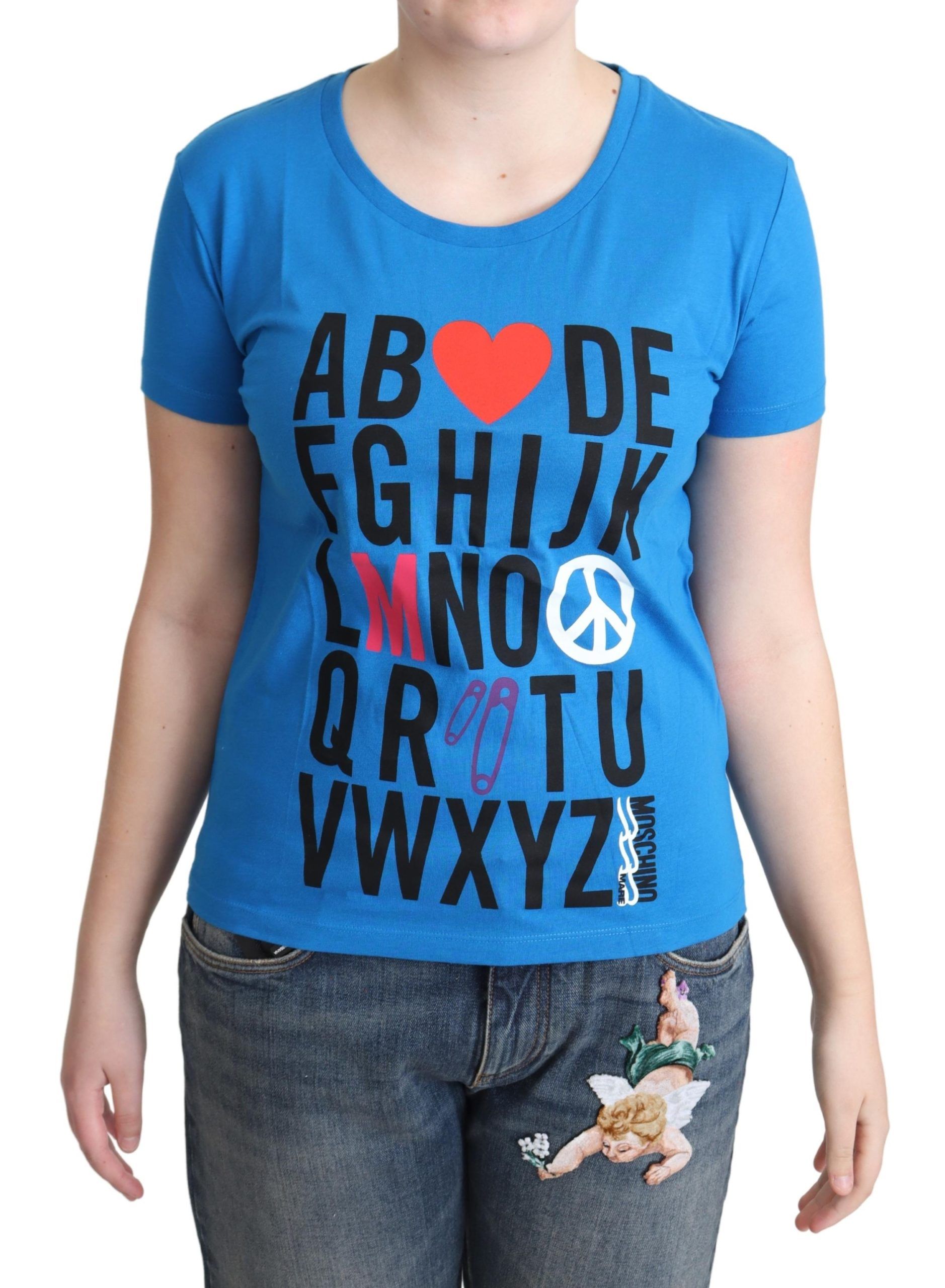 

Футболка Chic Alphabet из хлопка синего цвета Moschino