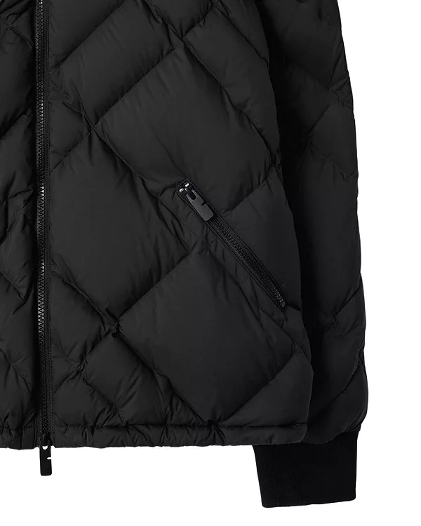 Пуховая куртка Burberry с капюшоном, клетчатый узор, черный — фото 4
