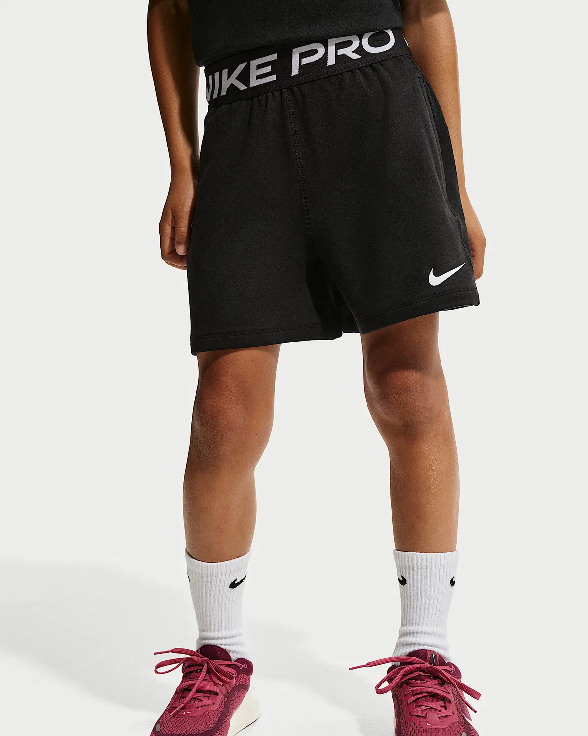 Детские (мальчиковые) шорты Nike Pro Dri-FIT из флиса, Black/White/White — фото 2