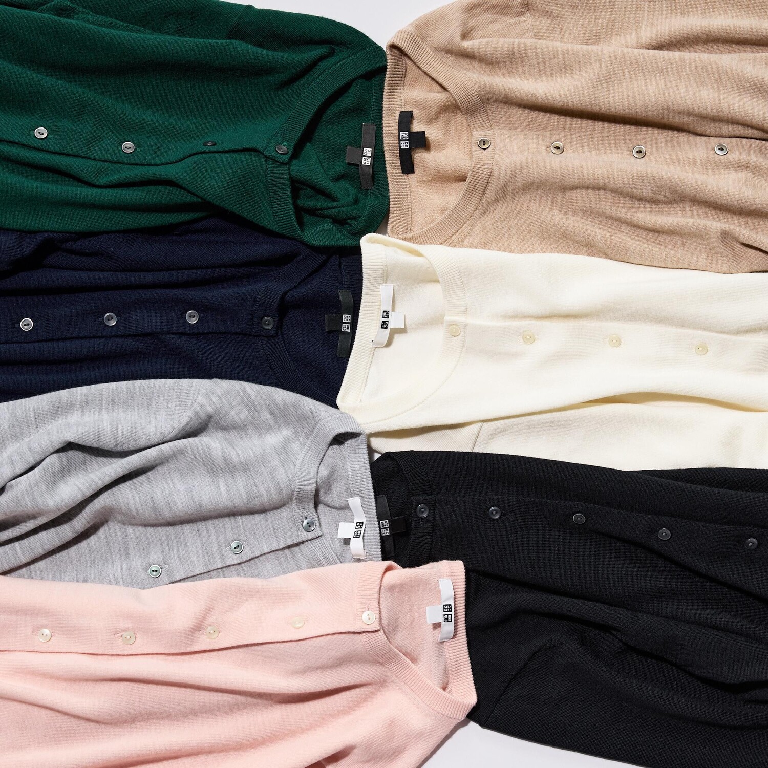 Кардиган из 100% мериносовой шерсти UNIQLO с круглым вырезом, темно-синий — фото 2