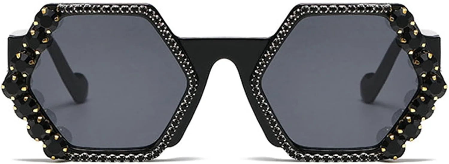 

Солнцезащитные очки Willochra Diamond Polygon для женщин, квадратные, со стразами, винтажные, сверкающие, для вечеринок, с защитой от УФ-излучения UV400, C1