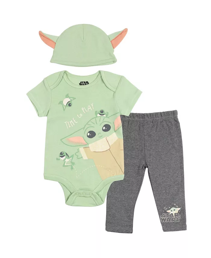 Комплект для мальчиков Baby Boys Yoda: боди, пижамные штаны, шапочка и слюнявчики (8 предметов) Star Wars, мультиколор — фото 2