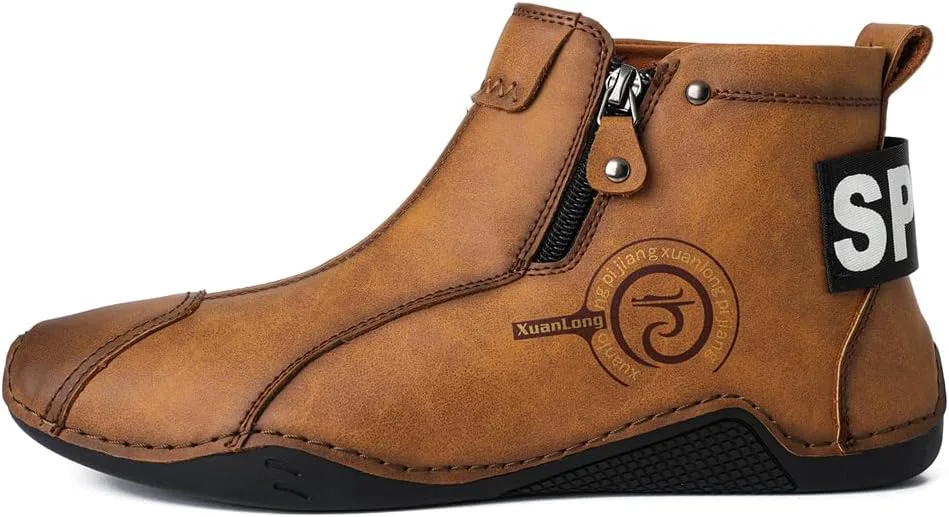 

Мужские кожаные модные кроссовки, ботинки челси на щиколотке, слипоны, легкие лоферы для прогулок и вождения Abborora, коричневый