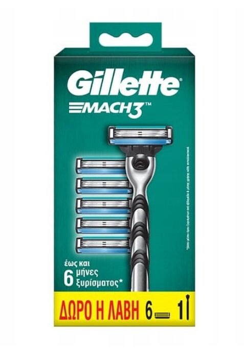 

Gillette Mach3, Бритва, 1 ручка + 6 шт. патроны