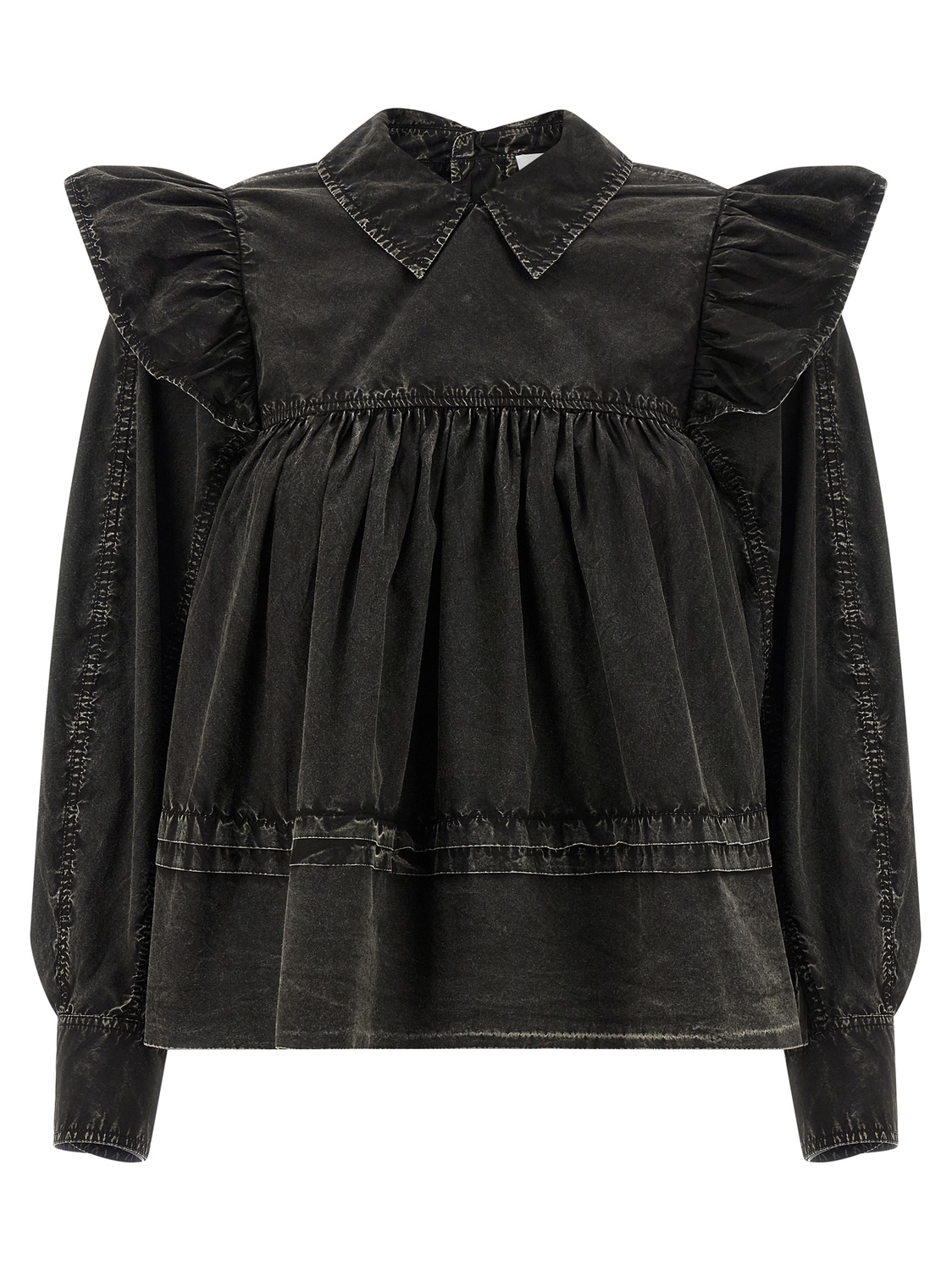 

Блузка «Black Washed Frill» GANNI, черный