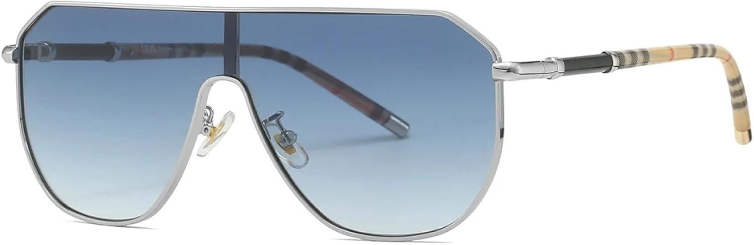 

Солнцезащитные очки с плоской верхней частью, крупная оправа, цельные, женские и мужские, роскошные, винтажные, в стиле металл-панк, популярные оттенки TKKTLLT, Silver Blue