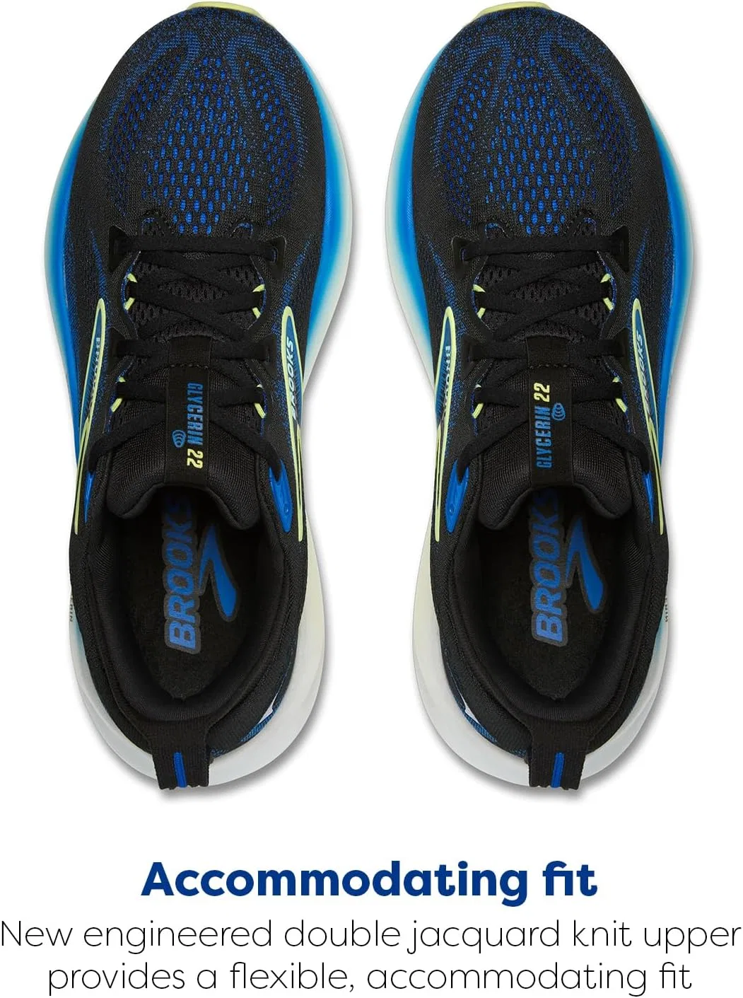Мужские беговые кроссовки Brooks Glycerin 22, Black Cobalt Neo Yellow — фото 4