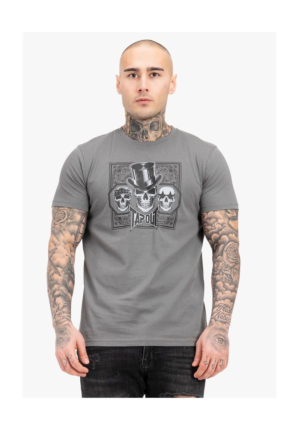 

Мужская футболка стандартного кроя SKULL TEE TAPOUT, серо-черный