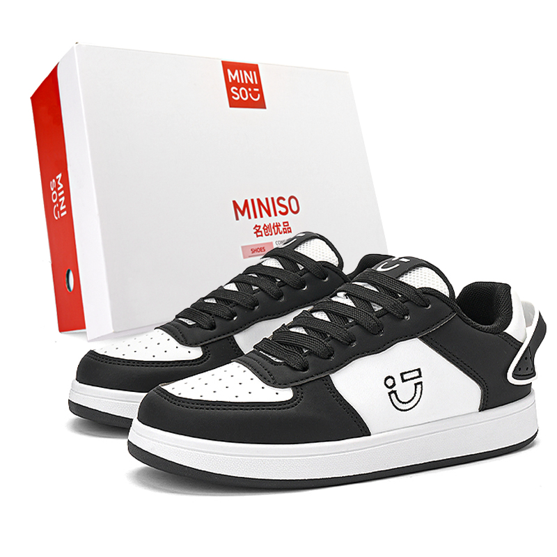

MINISO Низкие скейтерские кроссовки унисекс бело-черные, цвет White Black