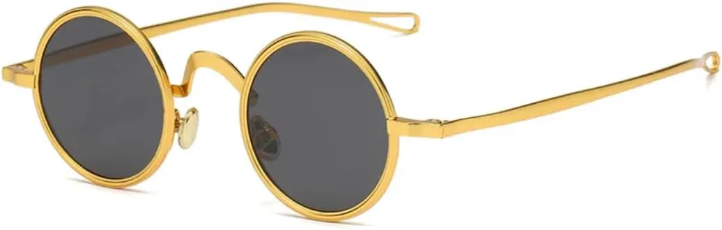 

Ретро металлические круглые панк-солнцезащитные очки для женщин с прозрачными линзами, оправа для мужчин, защита от УФ-излучения UV400 UUPTTPL, Golden Gray