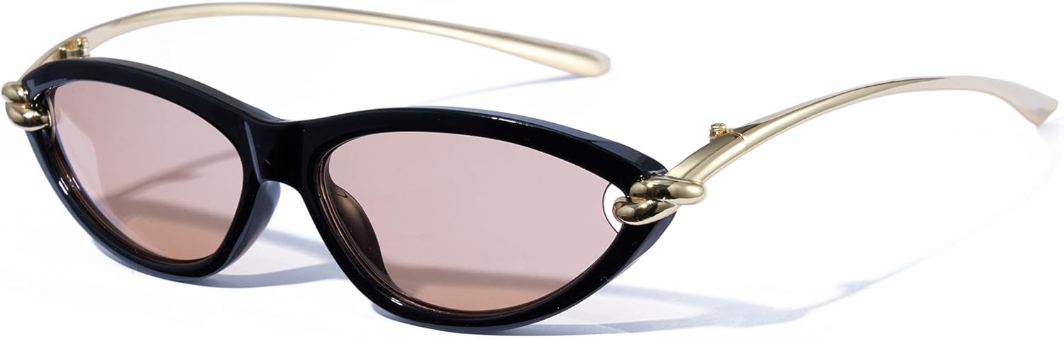 

Женские солнцезащитные очки Cyxus овальной формы, защита от УФ-излучения, модные солнцезащитные очки для женщин, антибликовые, узкие, с металлическими дужками, 02-black Frame Beige Lens 1344