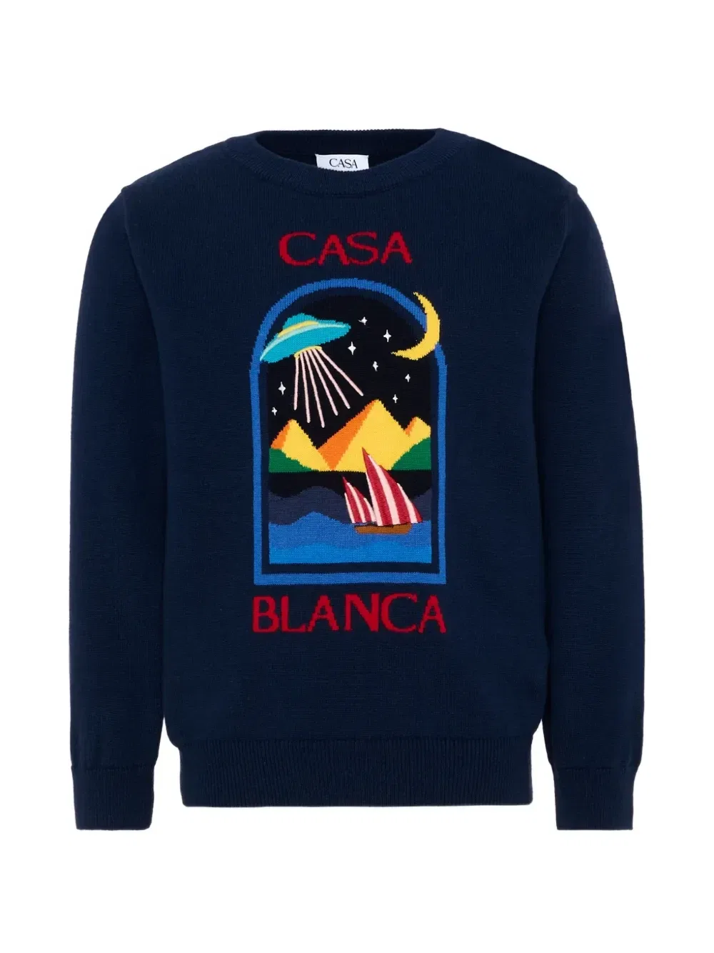 Вязаный свитер с графическим интарсией CASABLANCA KIDS, синий