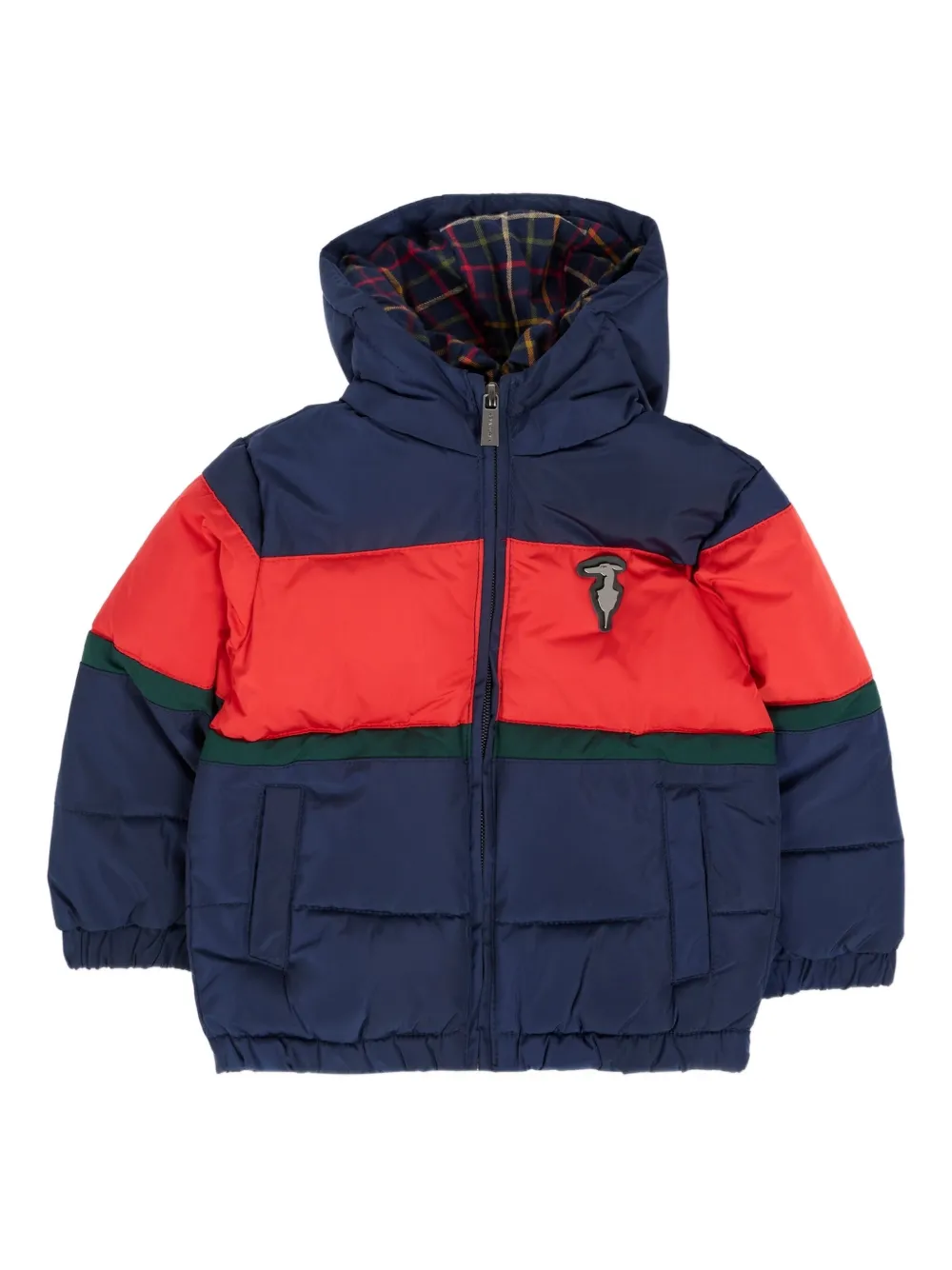 Пуховик в стиле колор-блок Trussardi Junior, синий