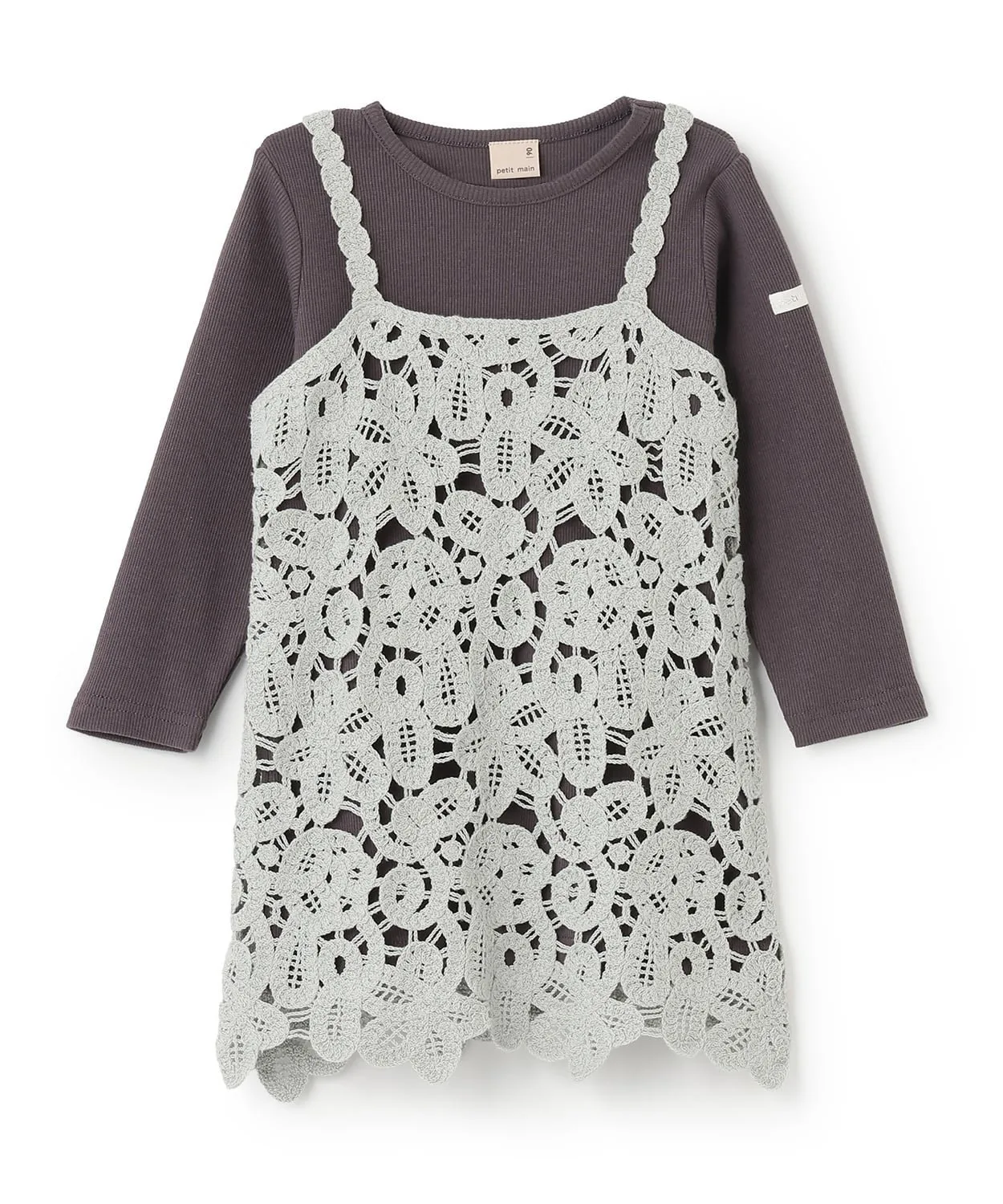 Кружевное платье-комбинация Petit main, Light Green