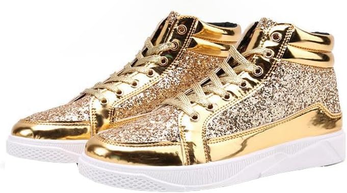 

Мужские модные высокие блестящие кроссовки с пайетками, повседневные, сверкающие Odipon, золотой