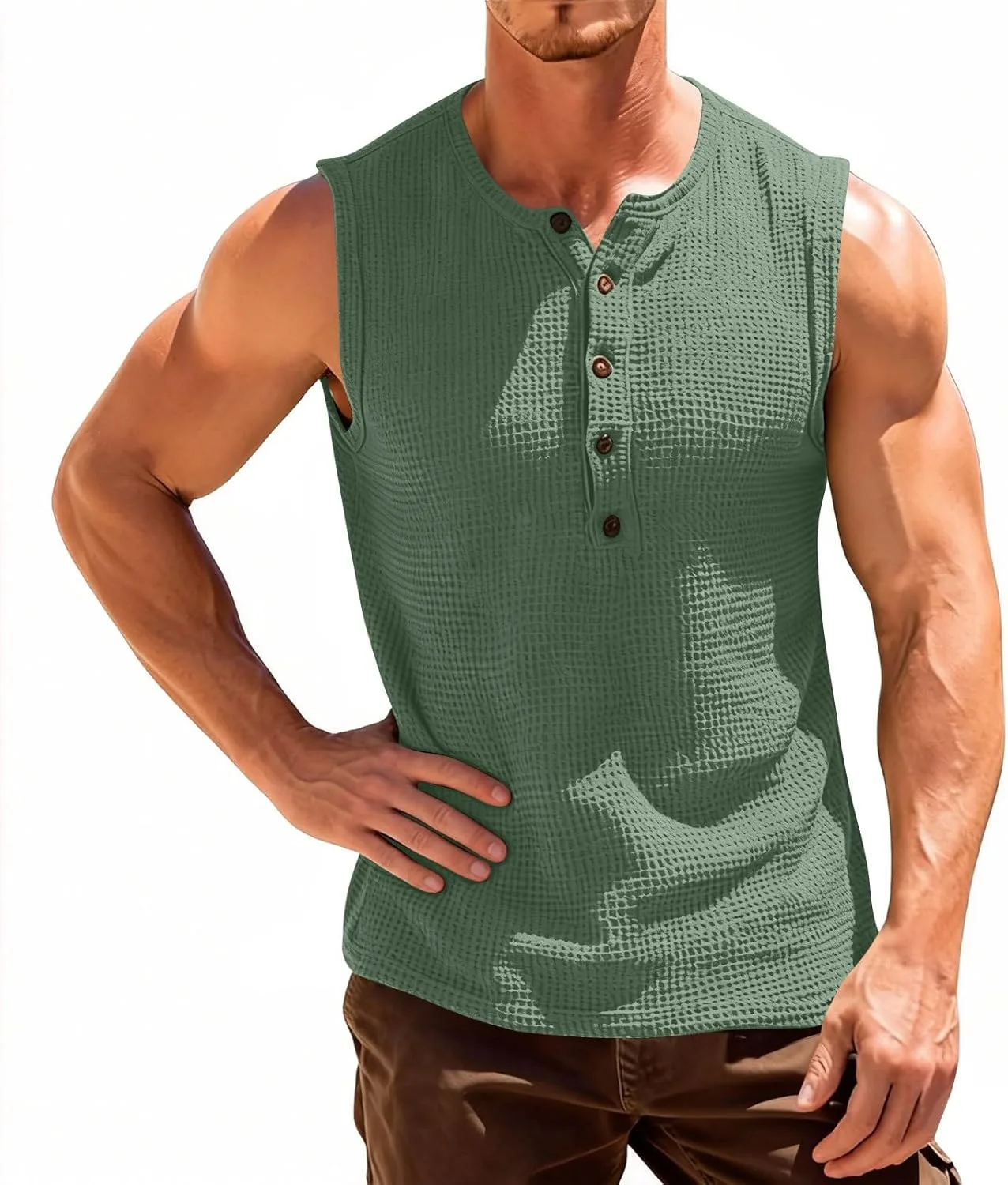 Мужская футболка-майка Waffle Henley — фото 2