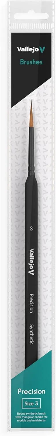 Круглая синтетическая кисть Vallejo Precision B03003 с треугольной ручкой, №3 Vallejo