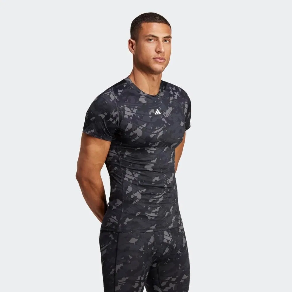 Футболка Adidas Techfit All Over Print, черный — фото 4