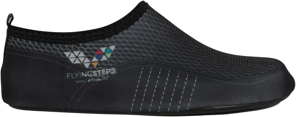 Водные туфли Flyingsteps для мужчин и женщин, быстро сохнущие обувь для водных видов спорта, пляжа, плавания, серфинга и бега, черный — фото 3