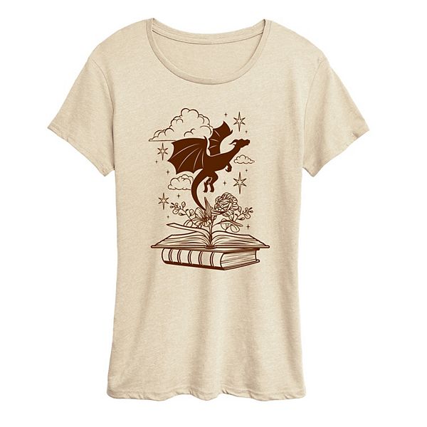

Женская футболка с фэнтезийным принтом dragon & book Licensed Character, Beige