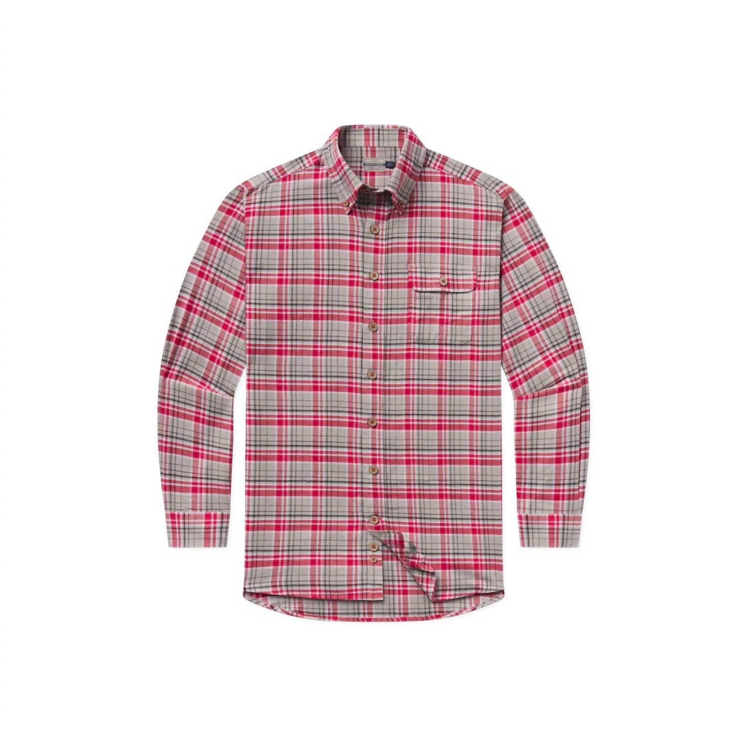

Мужская рубашка Dewitt Plaid Flannel в красном/сером цвете Southern Marsh
