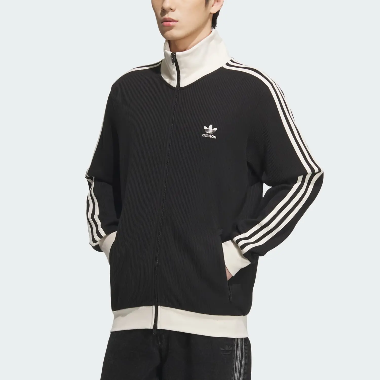 Adidas Originals Верхняя баскетбольная куртка унисекс черная вафельная, Black — фото 4