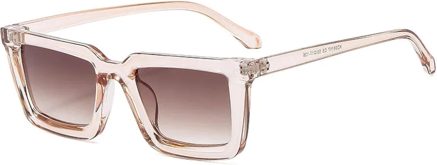 

Ретро-солнцезащитные очки с толстой оправой, качественные, класса люкс, мужские и женские, маленькие, прозрачные, серые, с защитой от УФ-излучения UV400 TKKTLLT, Champagne Tea