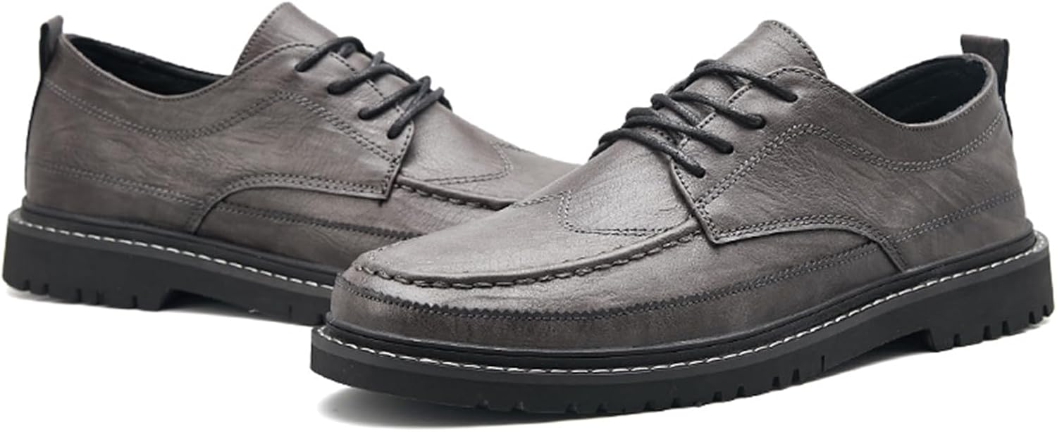 

Мужские туфли-оксфорды ручной работы из натуральной кожи с кружевами, с крыльями. Низкий массивный каблук, повседневные туфли, нескользящие, удобные, легкие и мягкие для работы, вечеринок, свадеб, официальных и деловых мероприятий Tixewsjh, серы...