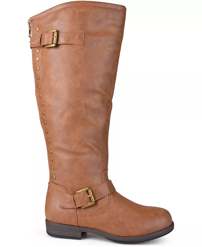 Женские сапоги Spokane Extra Wide Calf с высокими коленями для верховой езды Journee Collection, коричневый — фото 4