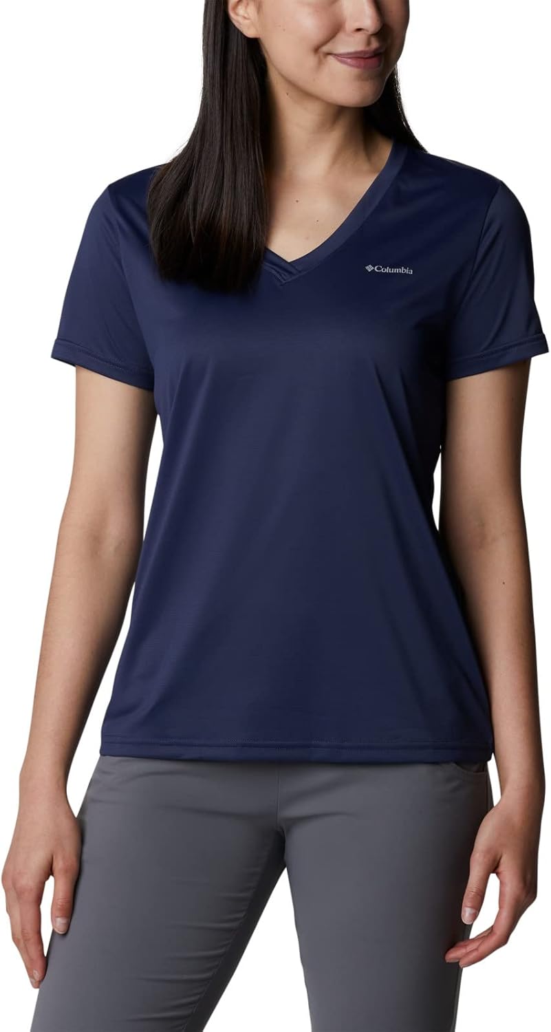 

Футболка Columbia Womens Hike Short Sleeve V NeckHiking Shirt, Nocturnal