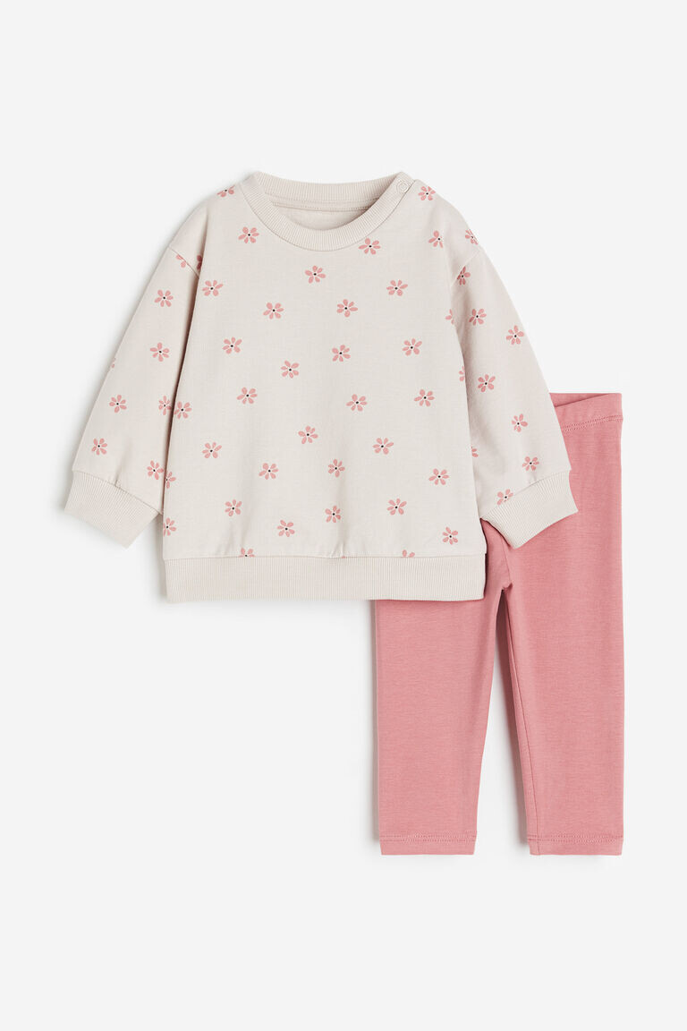 

Комплект из двух предметов: толстовка и леггинсы H&M, розовый