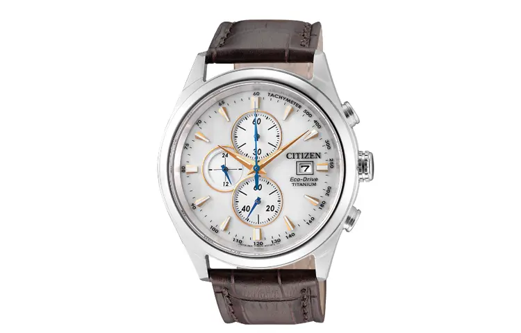 

CITIZEN Часы Solar Quartz Movement Cowhide Strap Watch 42.5mm Men's Watch White Dial, White Dial