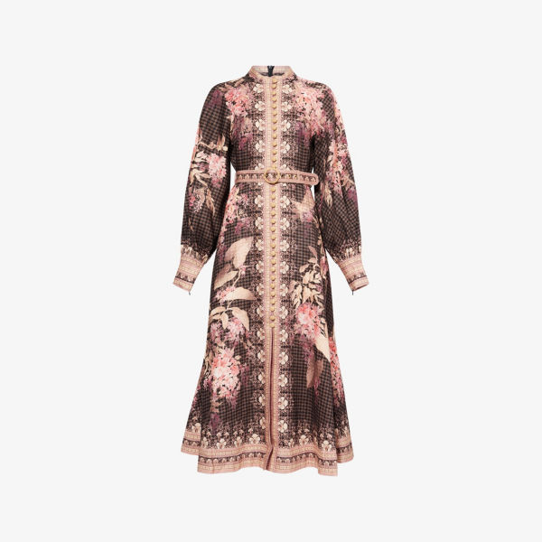 

Освежающее льняное платье миди с цветочным принтом Illuminate Zimmermann, черный