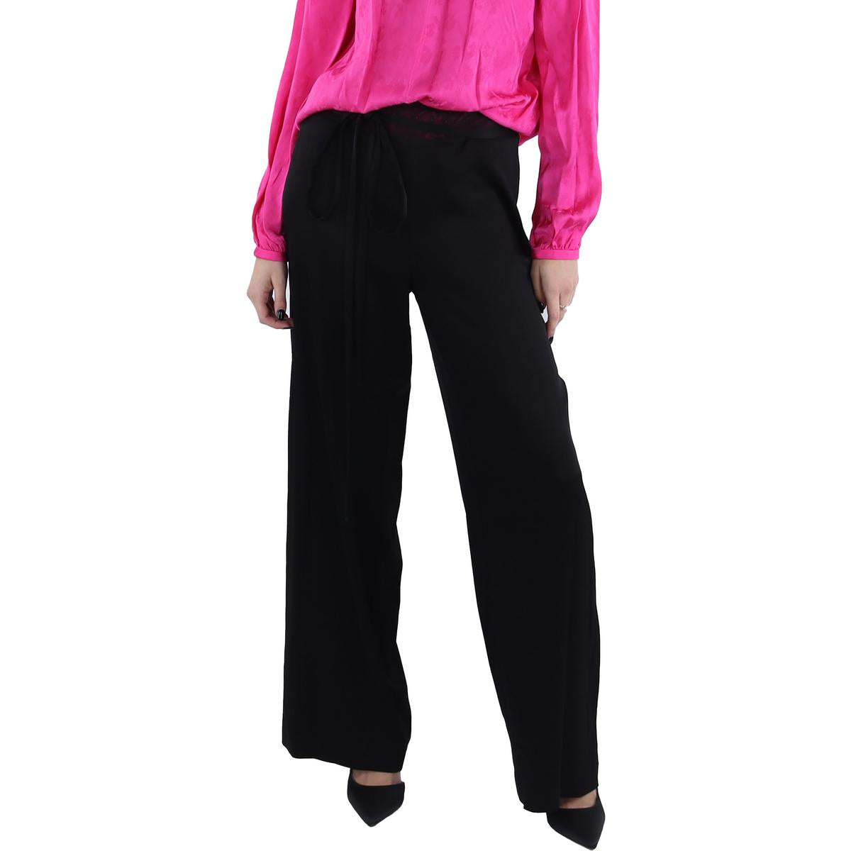 

Женские широкие брюки с высокой посадкой и кружевной отделкой Jason Wu, черный