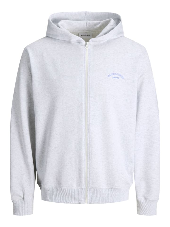 

JACK & JONES Junior Толстовка с капюшоном JJCOLLEGE LOGO SWEAT ZIP HOOD JNR белого меланжевого цвета