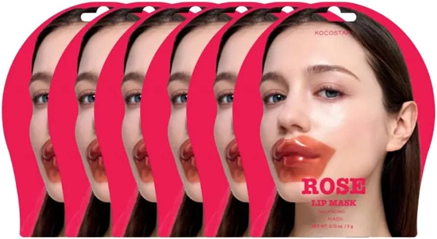 Маска для губ гидрогелевая KOCOSTAR Rose Lip Mask, 6 шт, розовая