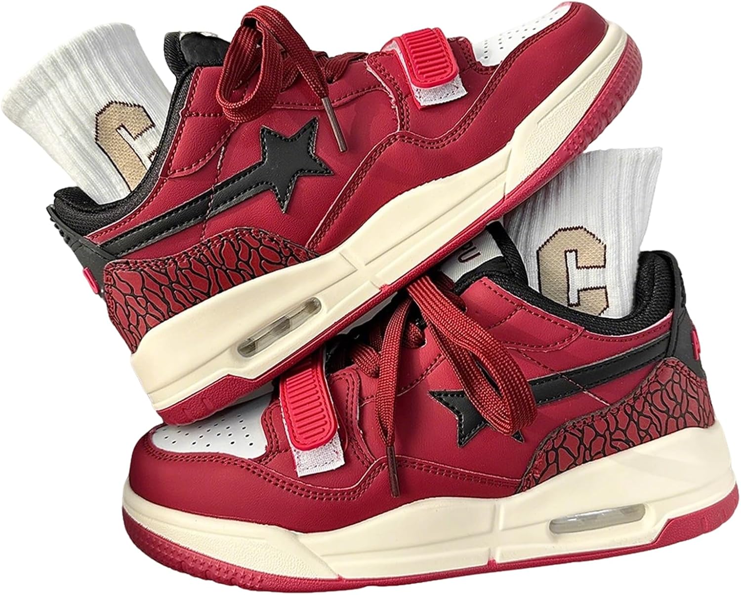 

Женские и мужские высокие кроссовки на платформе Star Chunky с воздушной подушкой, удобной толстой подошвой для повседневной уличной носки Zqw, красный