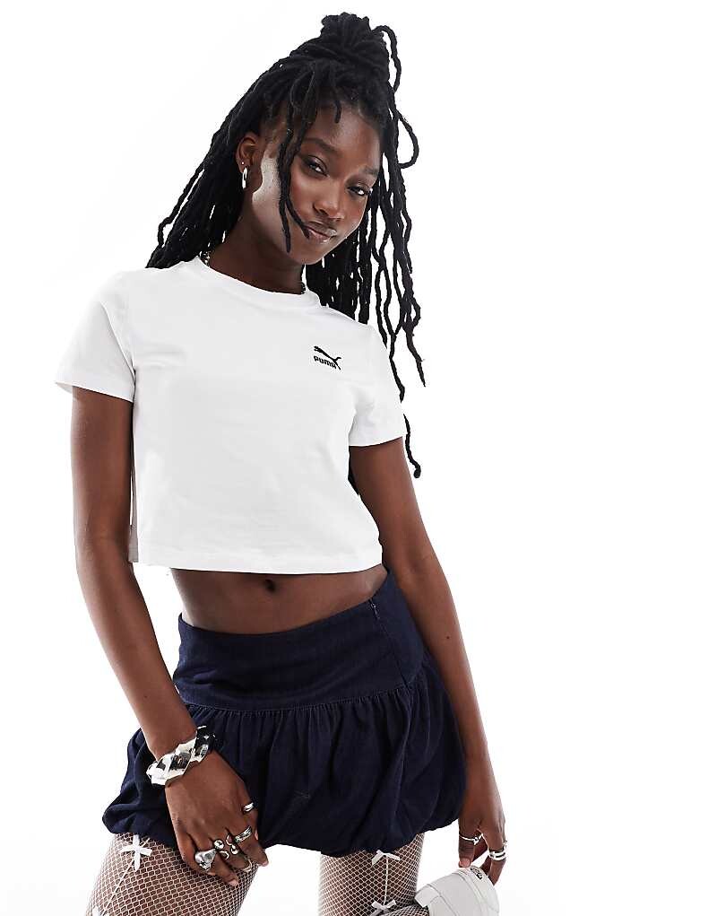 

PUMA Classics – белая короткая и облегающая футболка