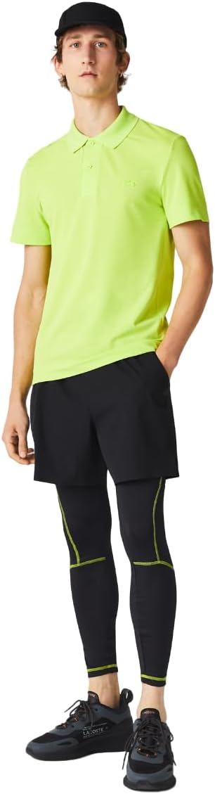 Спортивные брюки Lacoste Lacsote Active, мужские, облегающие, черный/лаймовый — фото 4